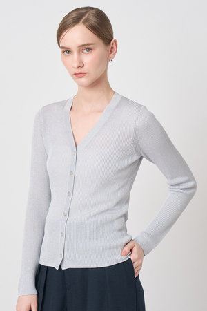 アナイ/ANAYIのラメリブVネックカーディガン(110300/110303)