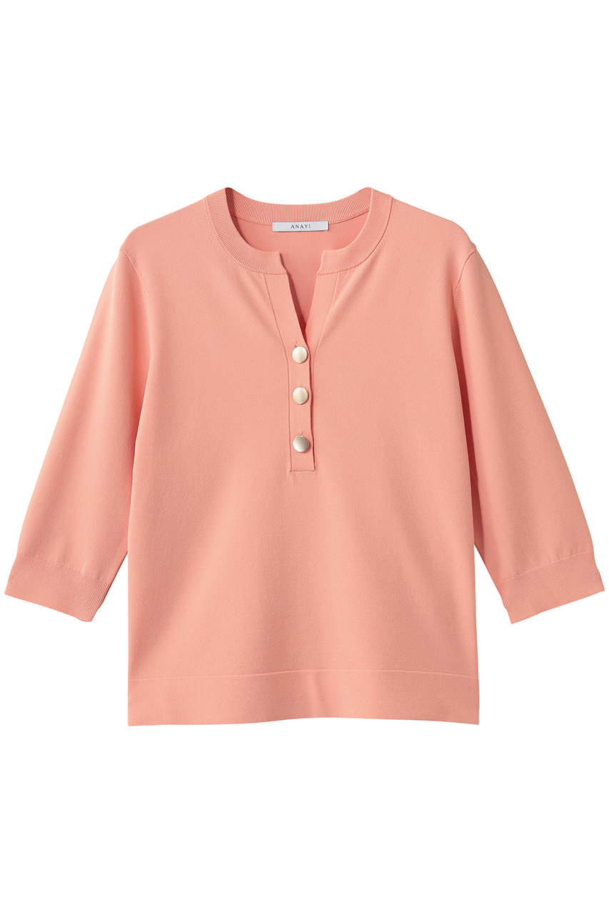 アナイ/ANAYIのRY/PEストレッチキーネックプルオーバー(コーラル/10261816770-65-380)