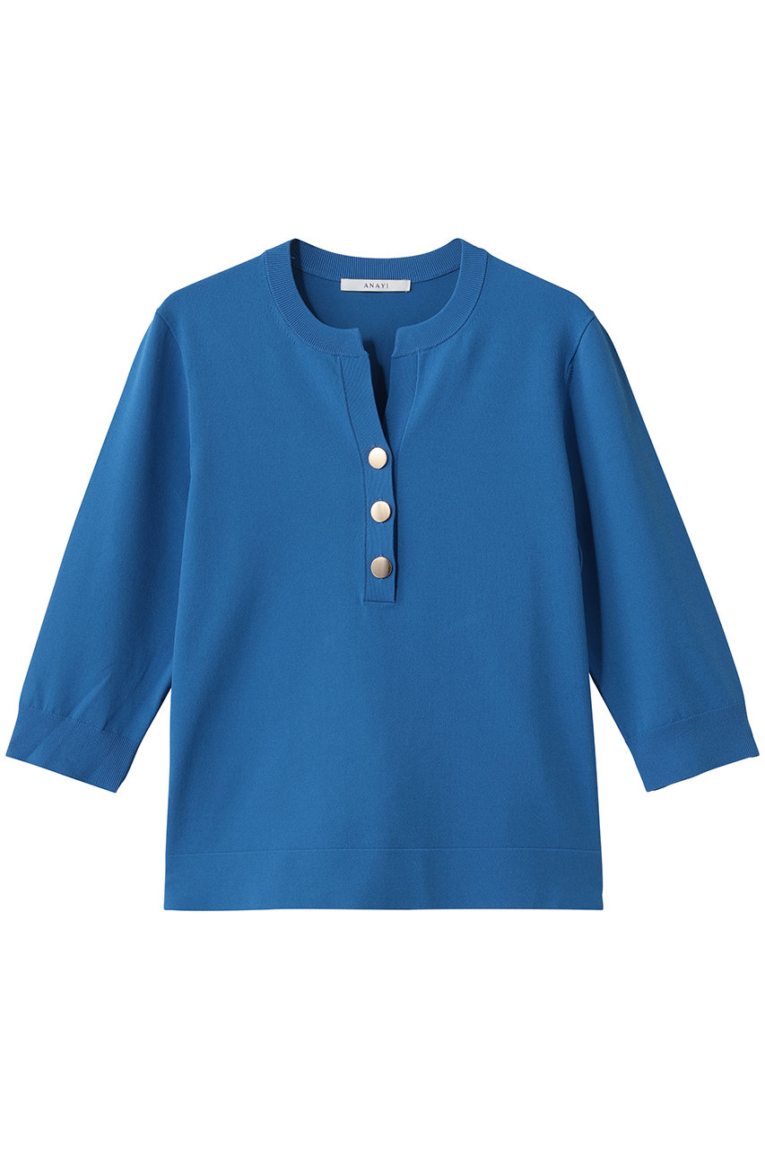 アナイ/ANAYIのRY/PEストレッチキーネックプルオーバー(ブルー/10261816770-65-380)