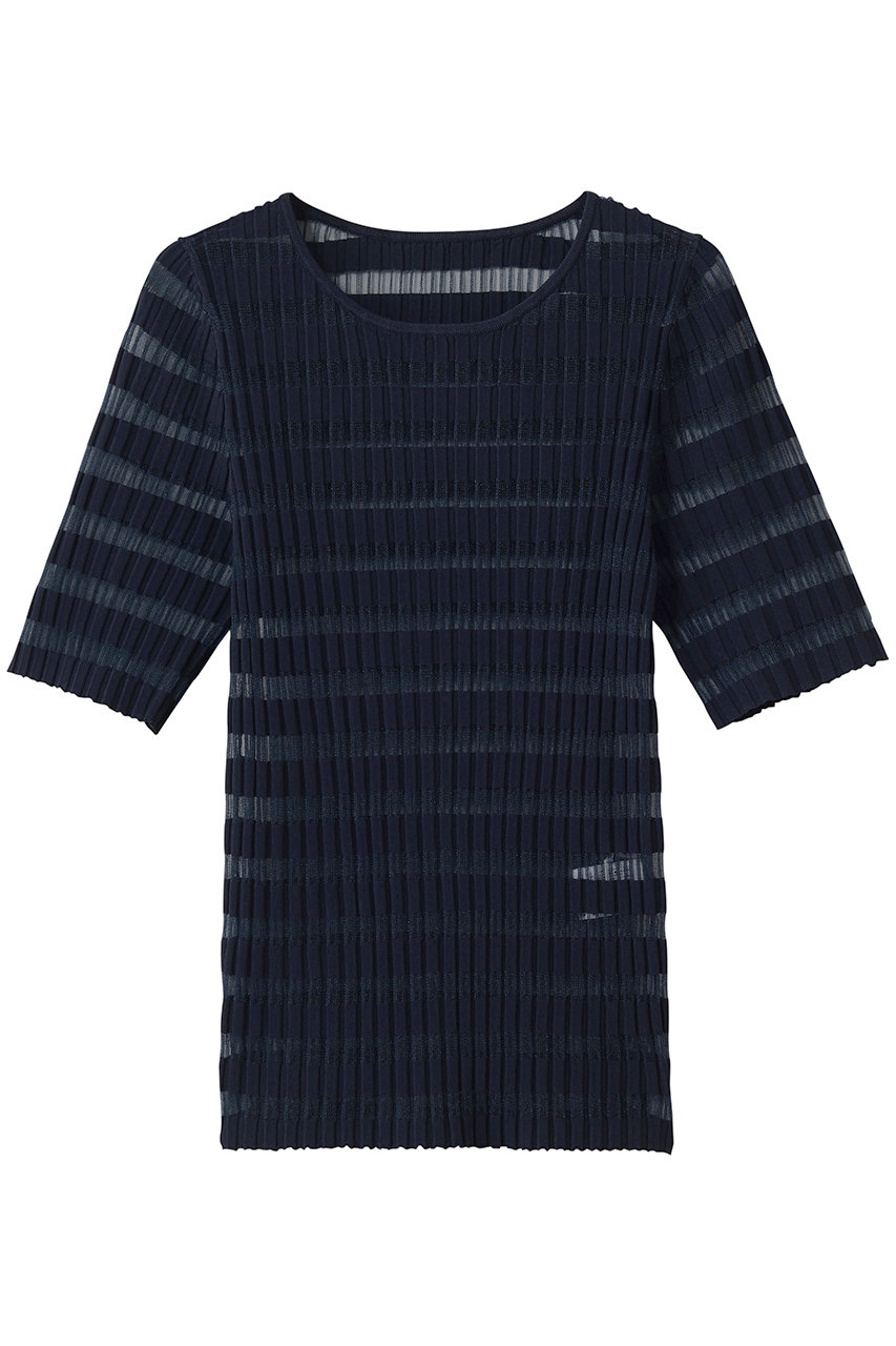 アナイ/ANAYIのシアーボーダーリブプルオーバー(ネイビー/10261816440-65-380)