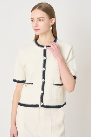 アナイ/ANAYIのバイカラー5分袖カーディガン(110300/110303)