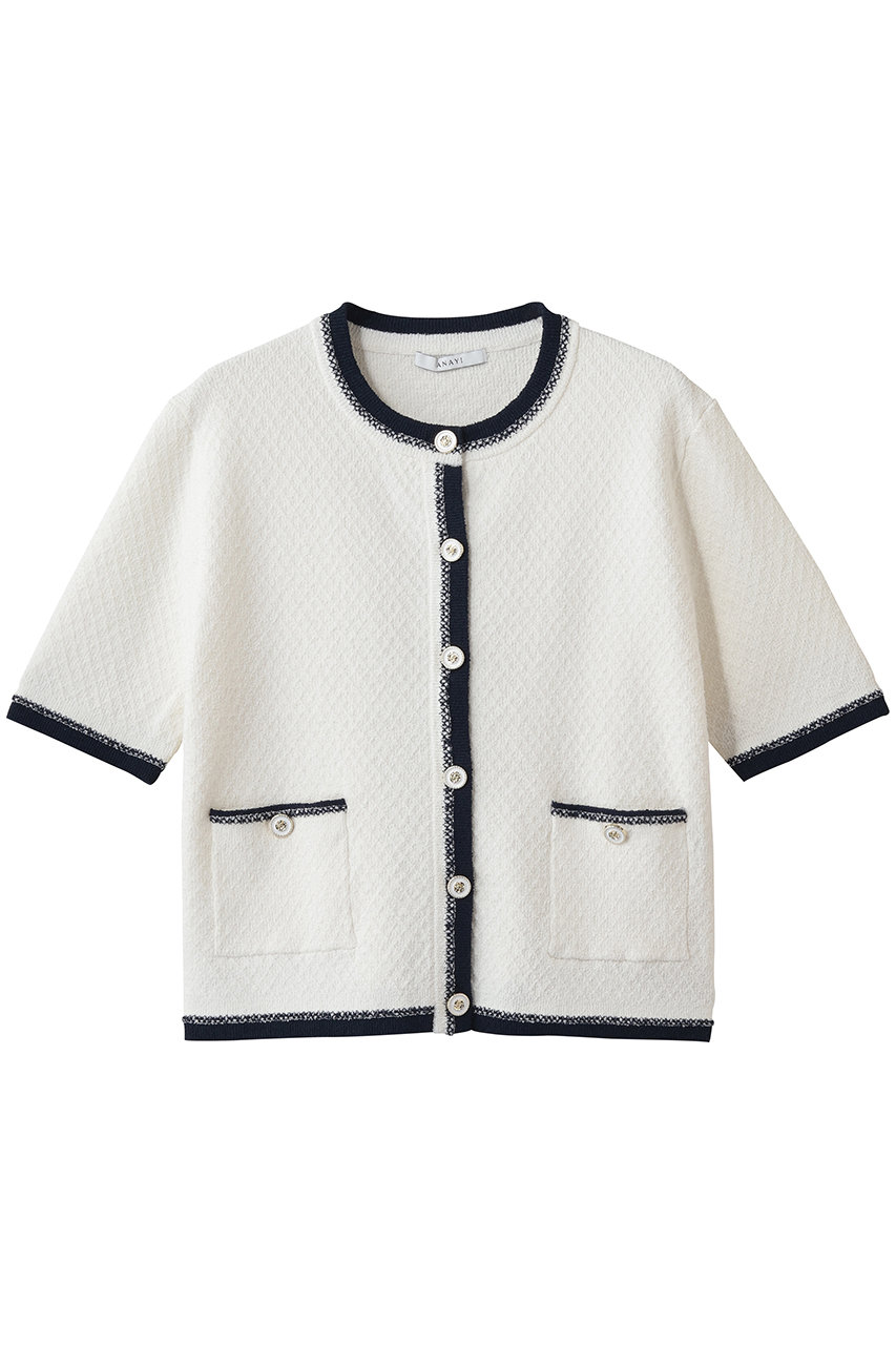 アナイ/ANAYIのバイカラー5分袖カーディガン(オフホワイト/10261816790-65-380)