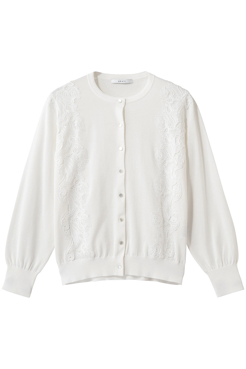 アナイ/ANAYIのレースラインコットンナイロンカーディガン(ホワイト/10261816580-95-380)