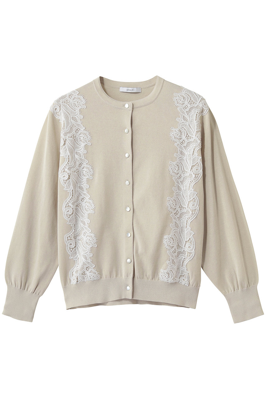 アナイ/ANAYIのレースラインコットンナイロンカーディガン(ベージュ系/10261816580-95-380)