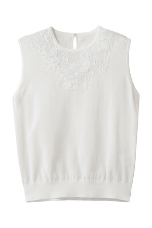 アナイ/ANAYIのレースラインコットンナイロンクループルオーバー(110300/110301)