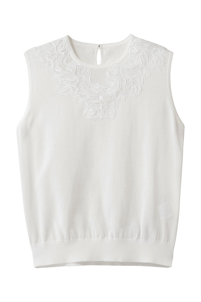 アナイ/ANAYIのレースラインコットンナイロンクループルオーバー(ホワイト/10261816600-95-380)