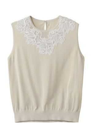 アナイ/ANAYIのレースラインコットンナイロンクループルオーバー(110300/110301)