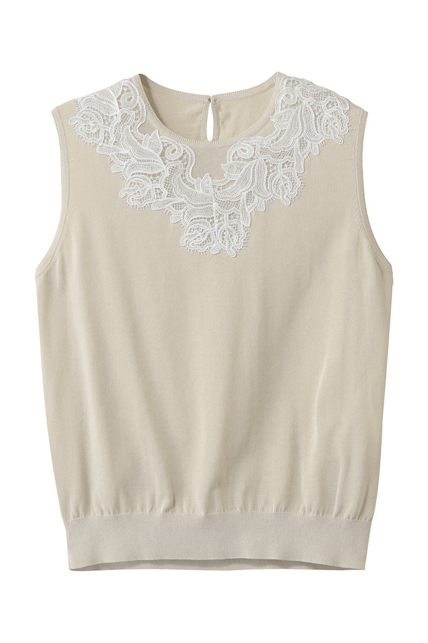 アナイ/ANAYIのレースラインコットンナイロンクループルオーバー(ベージュ系/10261816600-95-380)