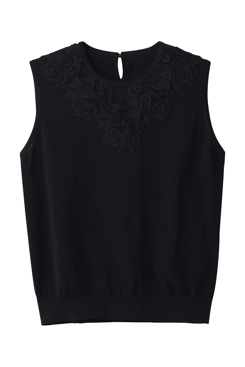 アナイ/ANAYIのレースラインコットンナイロンクループルオーバー(ブラック/10261816600-95-380)