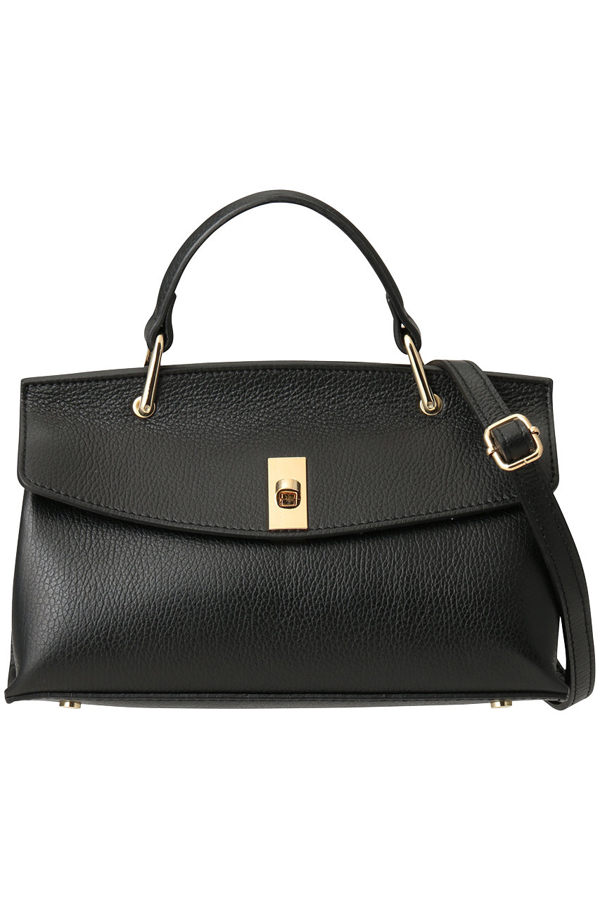 ANAYI Iシュリンク革トップハンドルBAG (ブラック, 1) アナイ ELLE SHOP