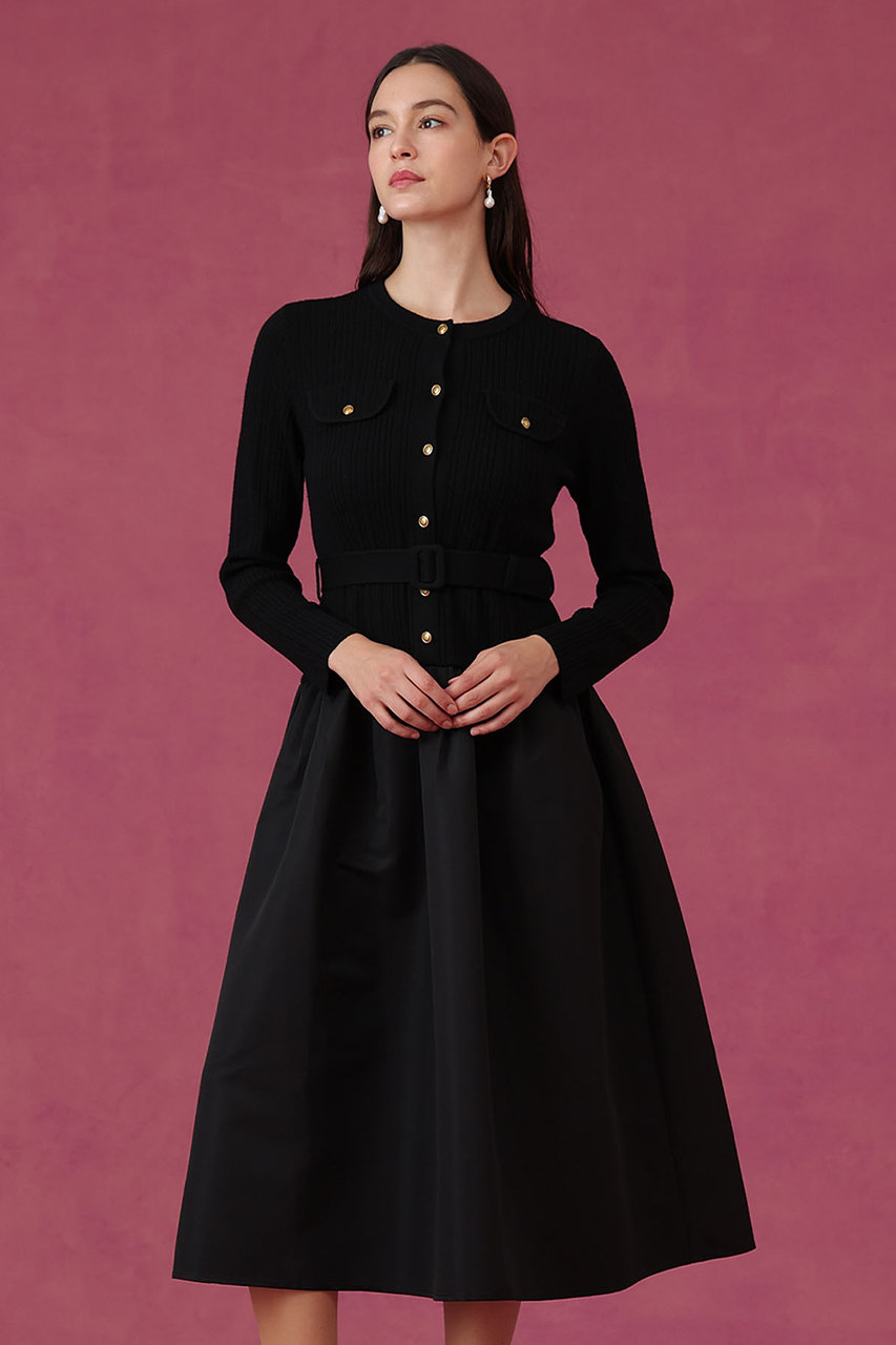 【新品タグ付き】ANAYI グログランコンビベルト付き ワンピース グログランコンビベルト付き ワンピース|ANAYI OFFICIAL ONLINE STORE