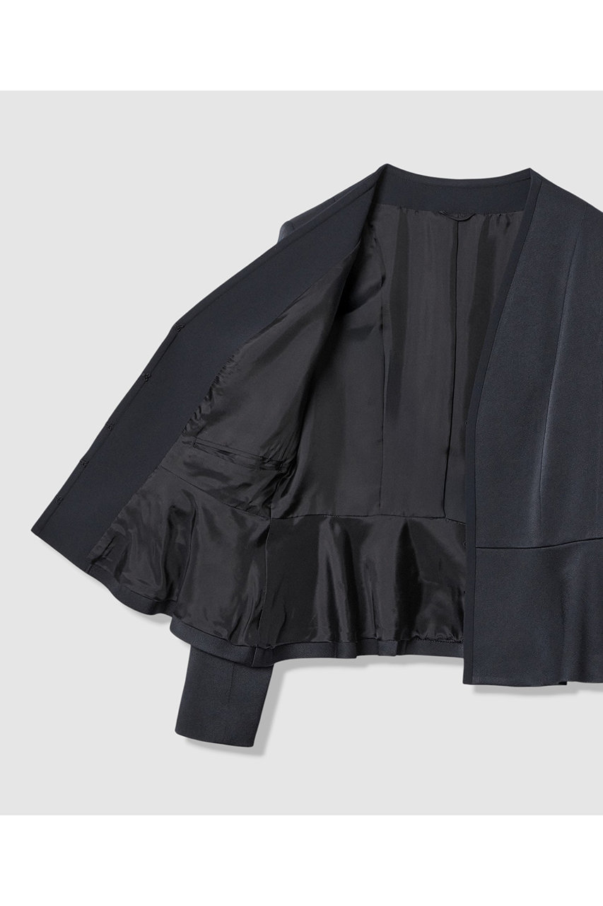 ANAYI アナイ　ネイビー　薄手　ジャケット ANAYI ジャケット ノーカラージャケット ストレッチクロスノーカラー