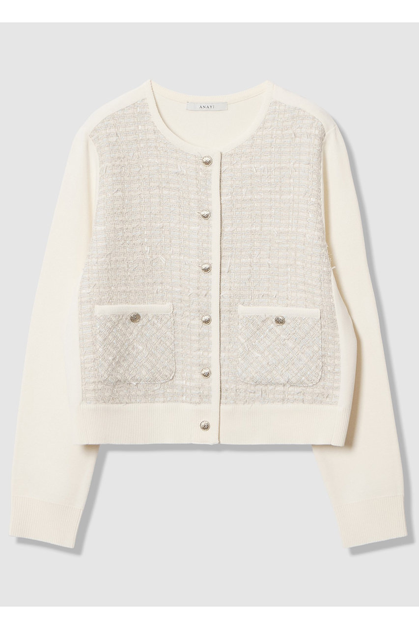 アナイ/ANAYIの【Eternal Line 2026】ツイードコンビブルゾン カーディガン(ブルー系/10261816180-65-380)