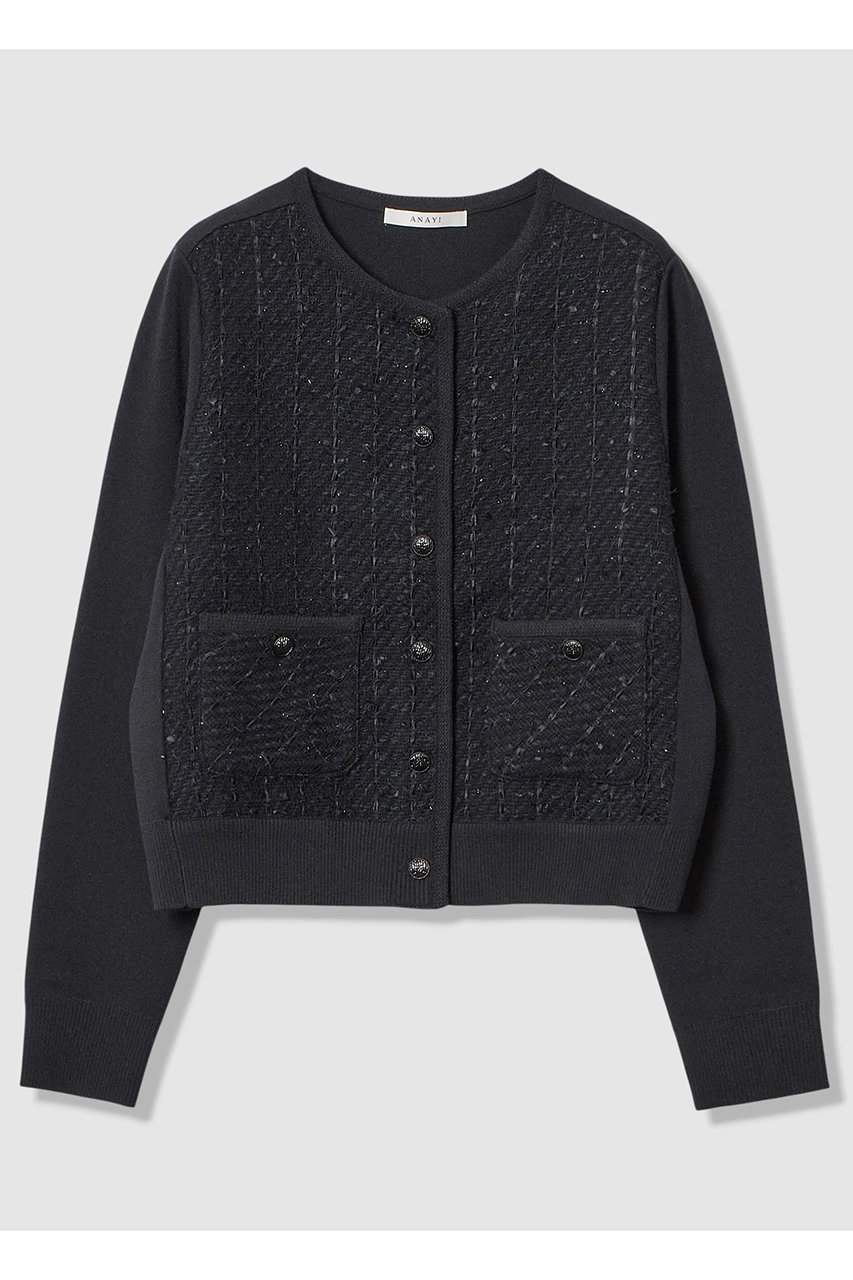 アナイ/ANAYIの【Eternal Line 2026】ツイードコンビブルゾン カーディガン(ネイビー/10261816180-65-380)