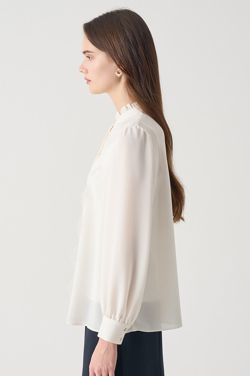 889】アナイ ジョーゼットタイ付き ブラウス 白 38 アソートボウタイ