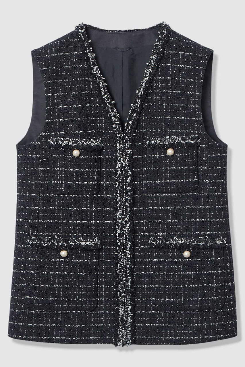 アナイ/ANAYIの【Eternal Line 2026】プレイドツイードＶネックジレ(ネイビー/10261110050-65-380)