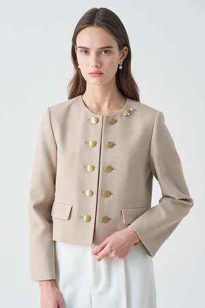 アナイ/ANAYIの【予約販売】【Eternal Line 2026】ウールジョーゼットノーカラーダブルジャケット(110800/110801)