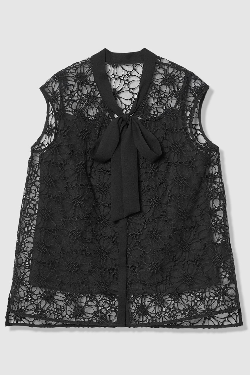 フラワー刺繍ボウブラウス