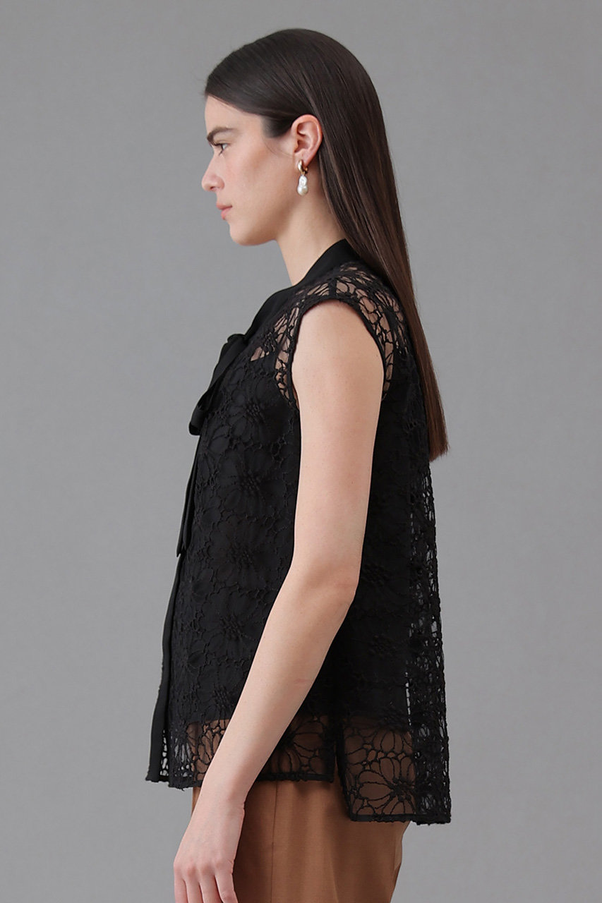 ANAYI(アナイ)｜フラワー刺繍ボウブラウス/ブラック の通販｜ELLESHOP