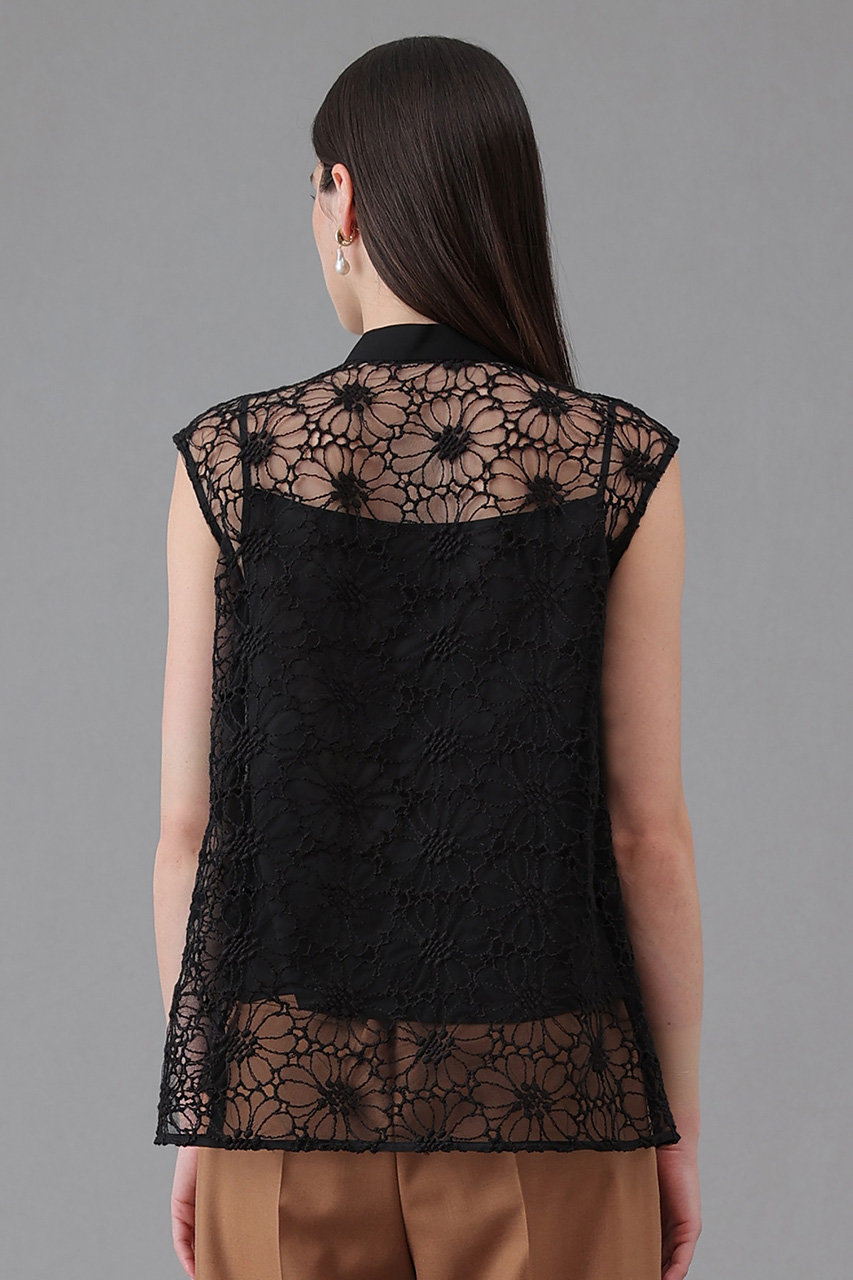 ANAYI(アナイ)｜フラワー刺繍ボウブラウス/ブラック の通販｜ELLESHOP