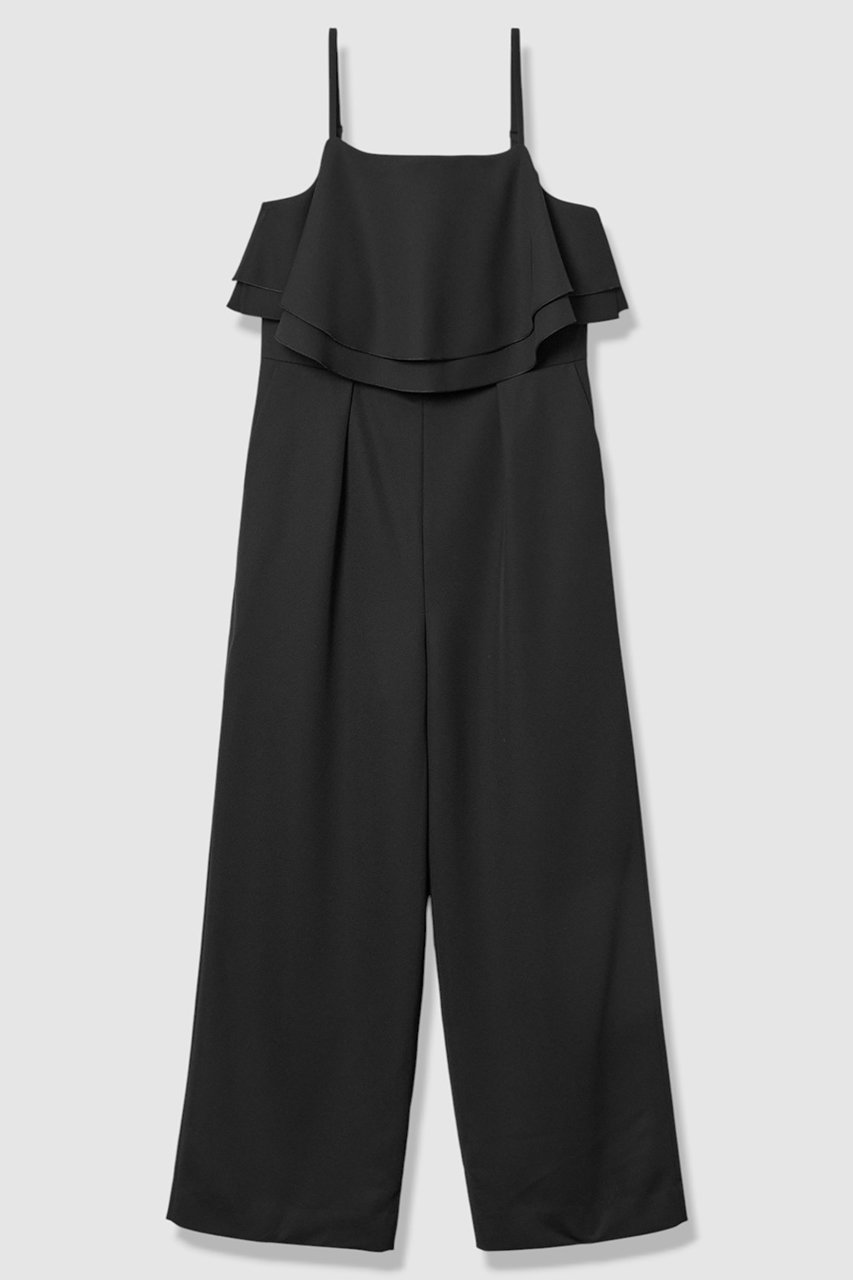 アナイ/ANAYIのダブルクロスフリルサロペットパンツ(ブラック/10261714250-95-380)