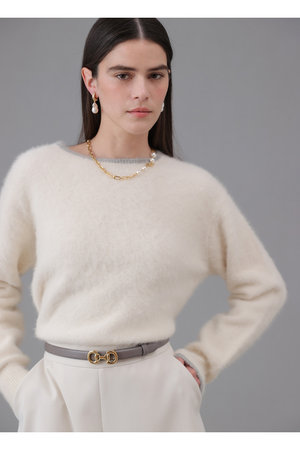 アナイ/ANAYIのファー加工バイカラー プルオーバー(110300/110301)