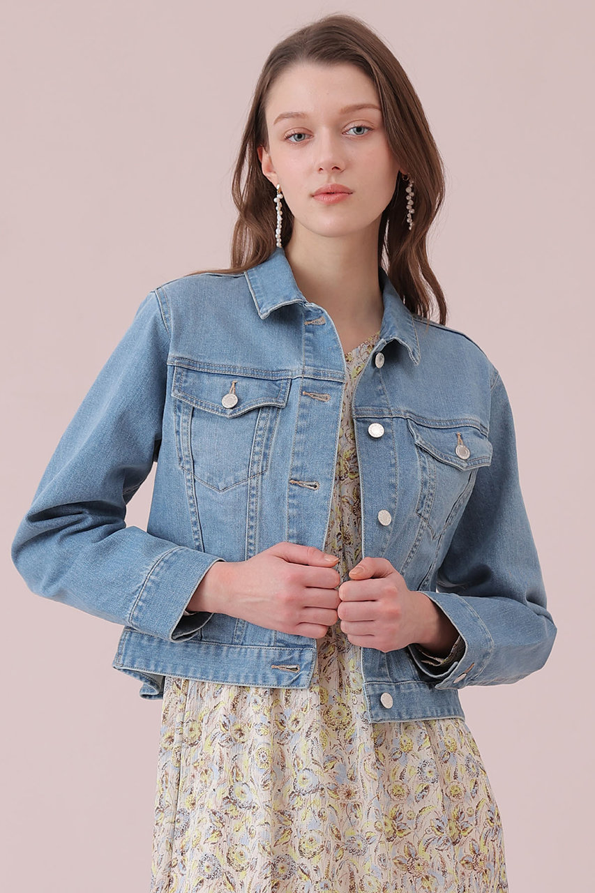 ANAYI(アナイ)｜ストレッチデニムペプラム ジャケット/ブルー の通販