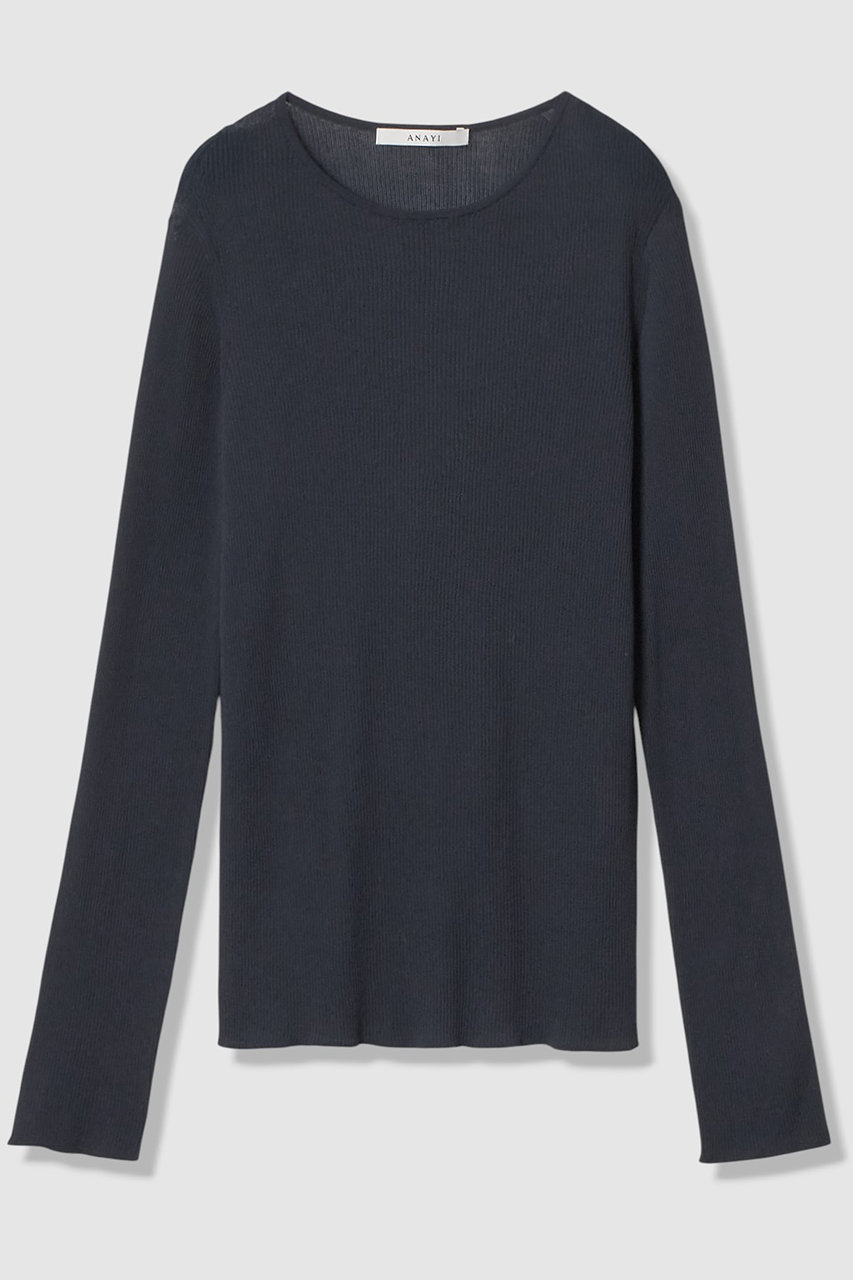 アナイ/ANAYIのシアーコットンナイロンクルー プルオーバー(ネイビー/10261816500-65-380)