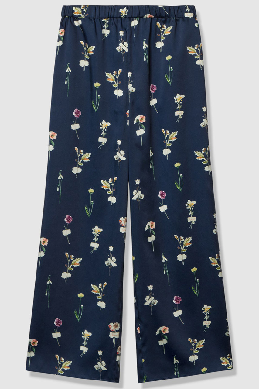 【セットアップ対象商品】ボタニカルサテンプリントイージーパンツ