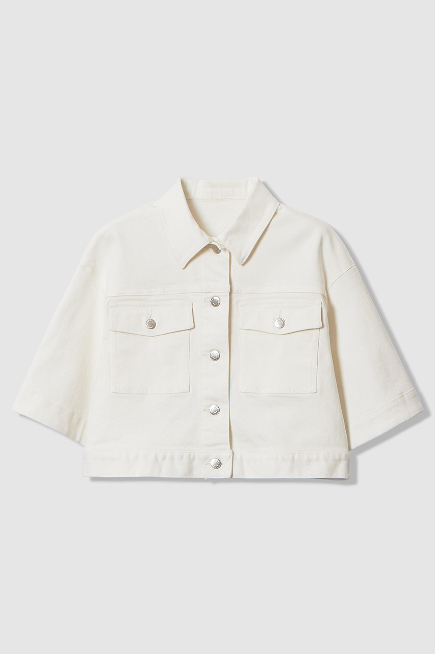 アナイ/ANAYIのストレッチデニムハーフスリーブ ジャケット(ホワイト/10261710020-61-360)