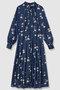【予約販売】ボタニカルサテンプリントタック ワンピース アナイ/ANAYI ネイビー