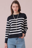 スリーブ釦ボーダー プルオーバー