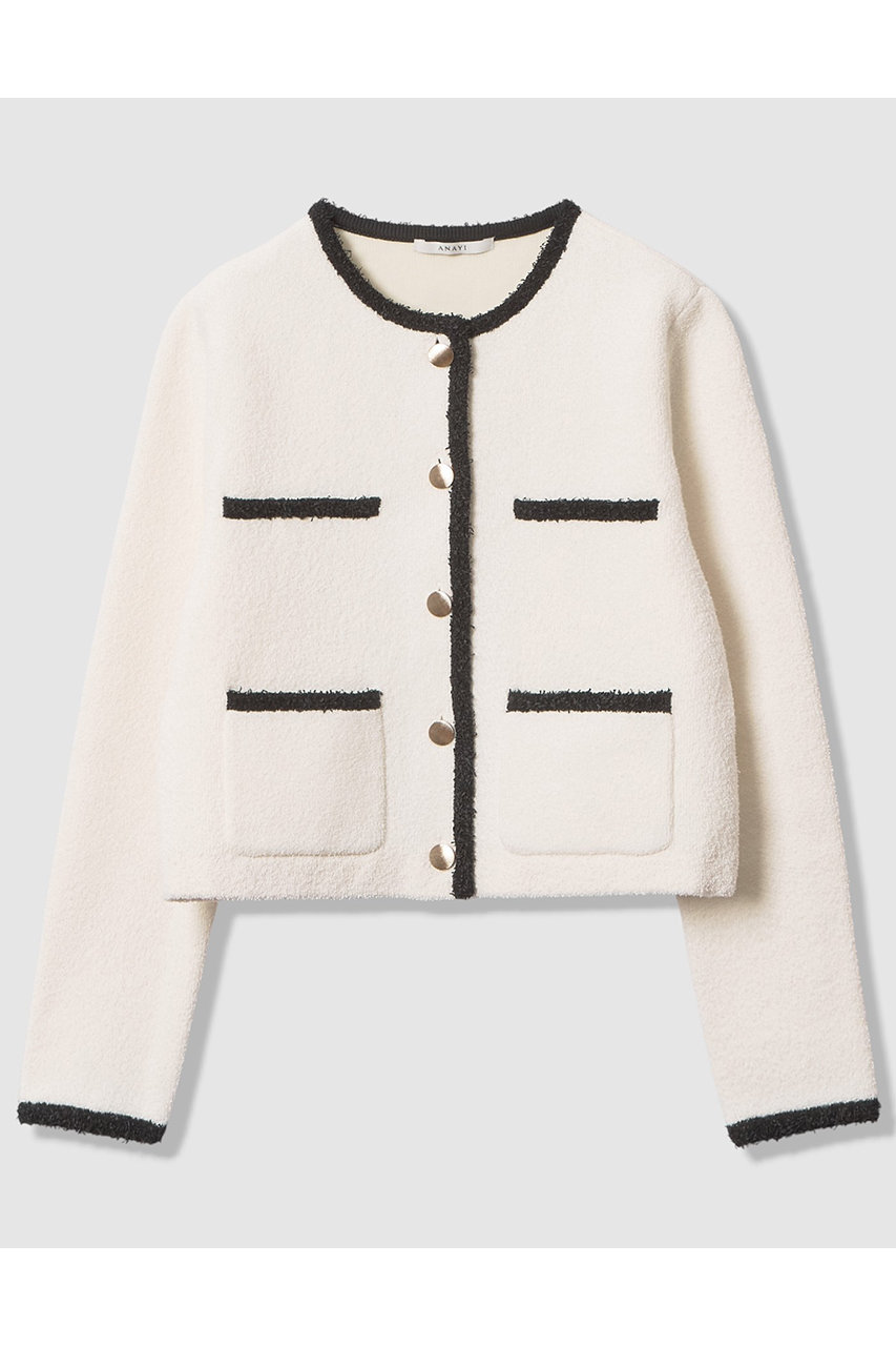 アナイ/ANAYIの【予約販売】コットンブークレ配色 カーディガン(ホワイト系/10261816480-98-380)
