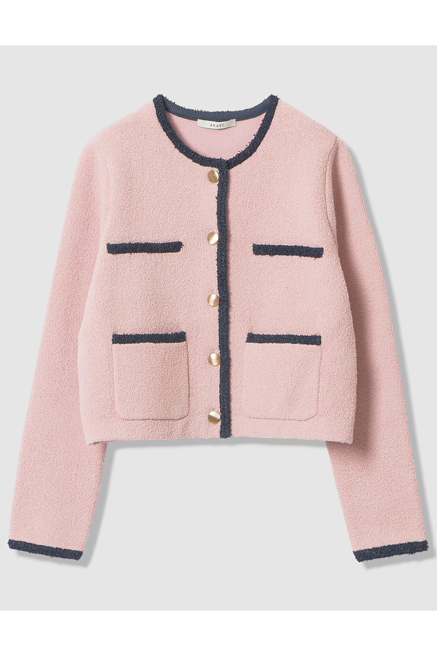 コットンブークレ配色 カーディガン