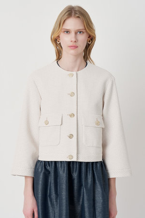 アナイ/ANAYIの【予約販売】【セットアップ対象商品】ドビーツイードノーカラーブルゾン(110800/110801)