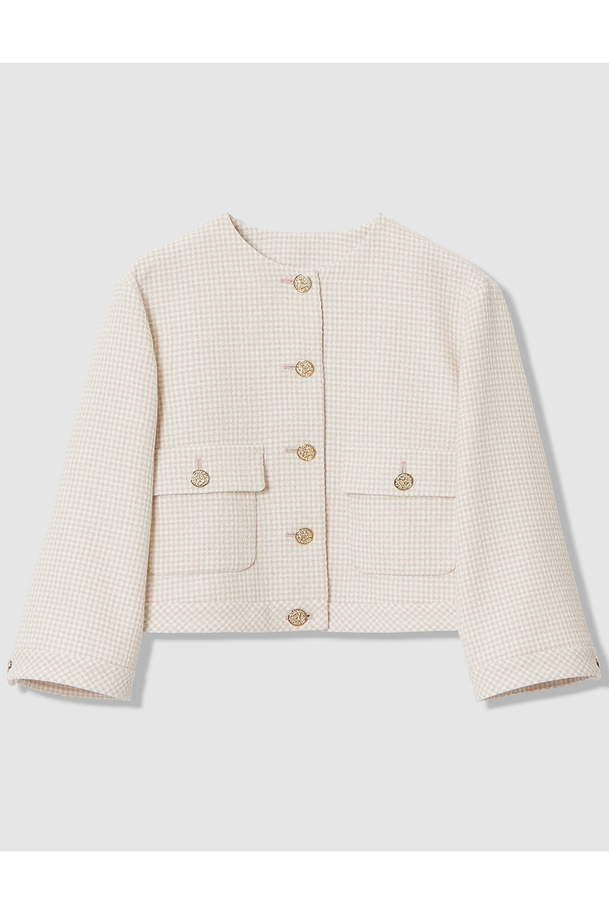 アナイ/ANAYIの【予約販売】【セットアップ対象商品】ドビーツイードノーカラーブルゾン(ベージュ/10261110300-95-380)