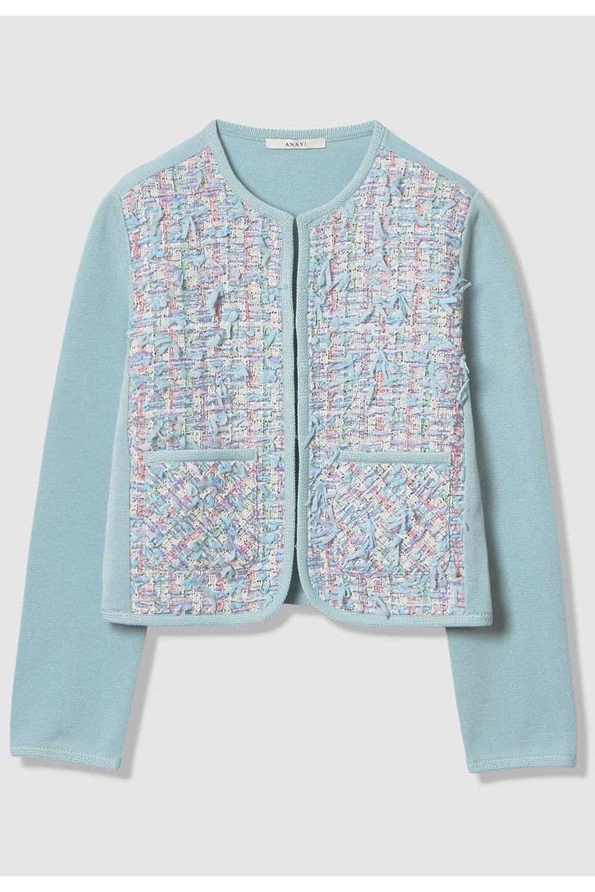 アナイ/ANAYIの【予約販売】【セットアップ対象商品】ブルーミックスツイードコンビカーディガン(ブルー/10261816710-61-380)