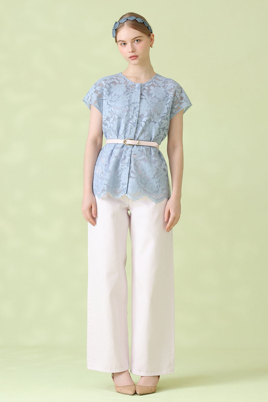 ANAYI ヘム ブラウス Anayi 水色 ブラウス レース ANAYI アナイの