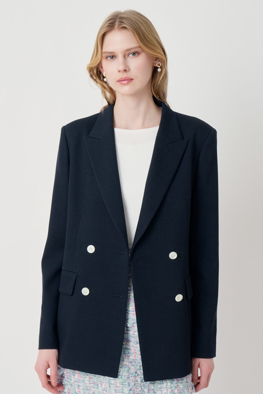 アナイ/ANAYIの【予約販売】【セットアップ対象商品】オックスストレッチダブルジャケット(ネイビー/10261110260-66-380)