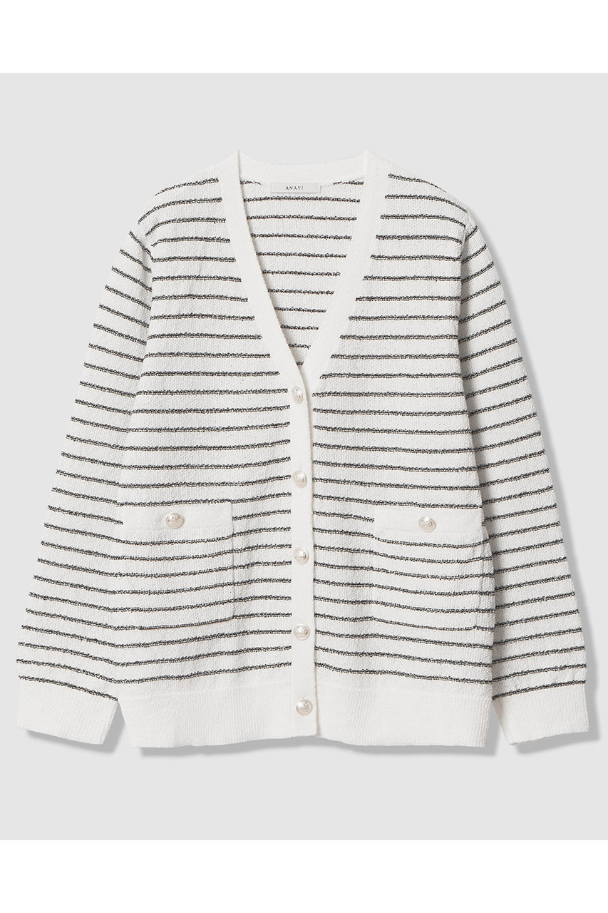 アナイ/ANAYIの【予約販売】パウダーボーダーＶカーディガン(オフホワイト/10261816340-95-380)