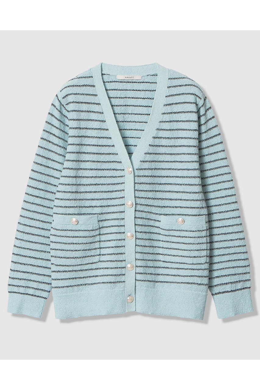 アナイ/ANAYIの【予約販売】パウダーボーダーＶカーディガン(ブルー/10261816340-95-380)