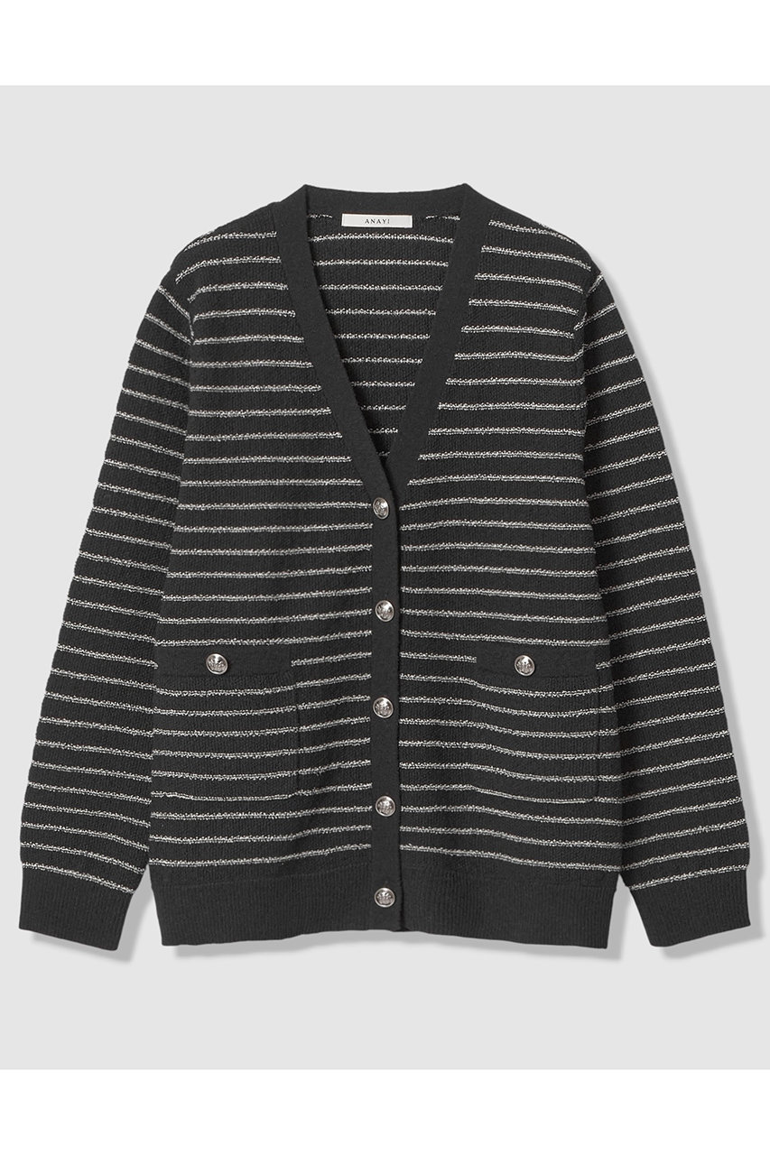 アナイ/ANAYIの【予約販売】パウダーボーダーＶカーディガン(ブラック/10261816340-95-380)