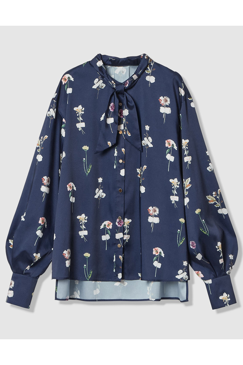 アナイ/ANAYIの【予約販売】ボタニカルサテンプリントスカーフタイ ブラウス(ネイビー/10261713270-65-380)