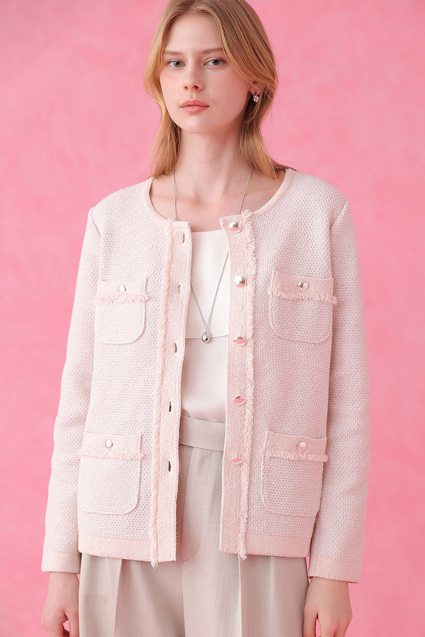 【美品★】アナイ　シルケットコットンクルーネック　カーディガン <手洗い可> ANAYI（アナイ）の「シルケットコットンクルーネックカーディガン