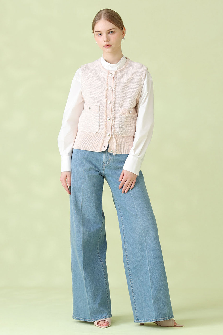 【美品】ANAYI ツイードニットジレ 38 ANAYI(アナイ)｜ミックスツイードジレ/ピンクベージュ の通販