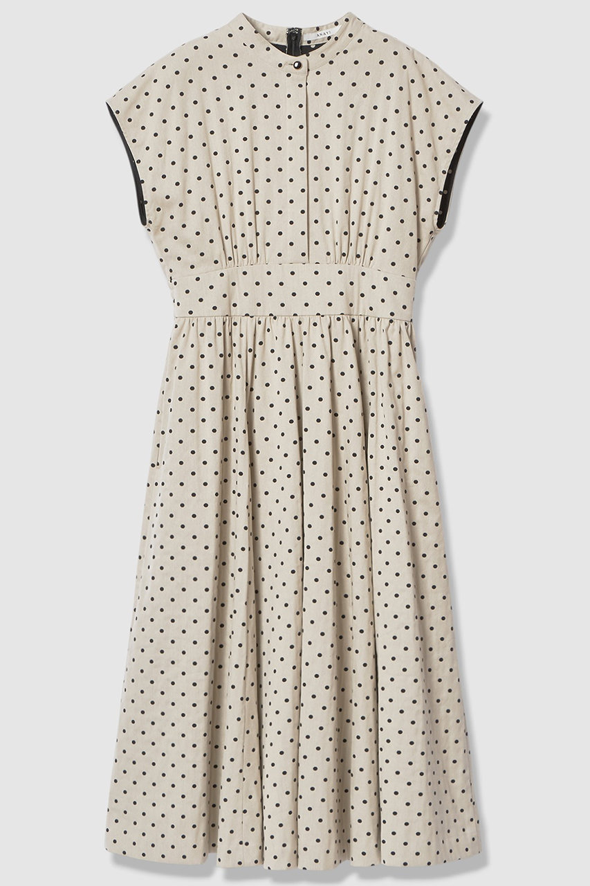 モノトーンドットジャガードフレア ワンピース