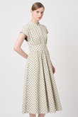 モノトーンドットジャガードフレア ワンピース