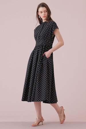 アナイ/ANAYIの【予約販売】モノトーンドットジャガードフレア ワンピース(110500/110503)