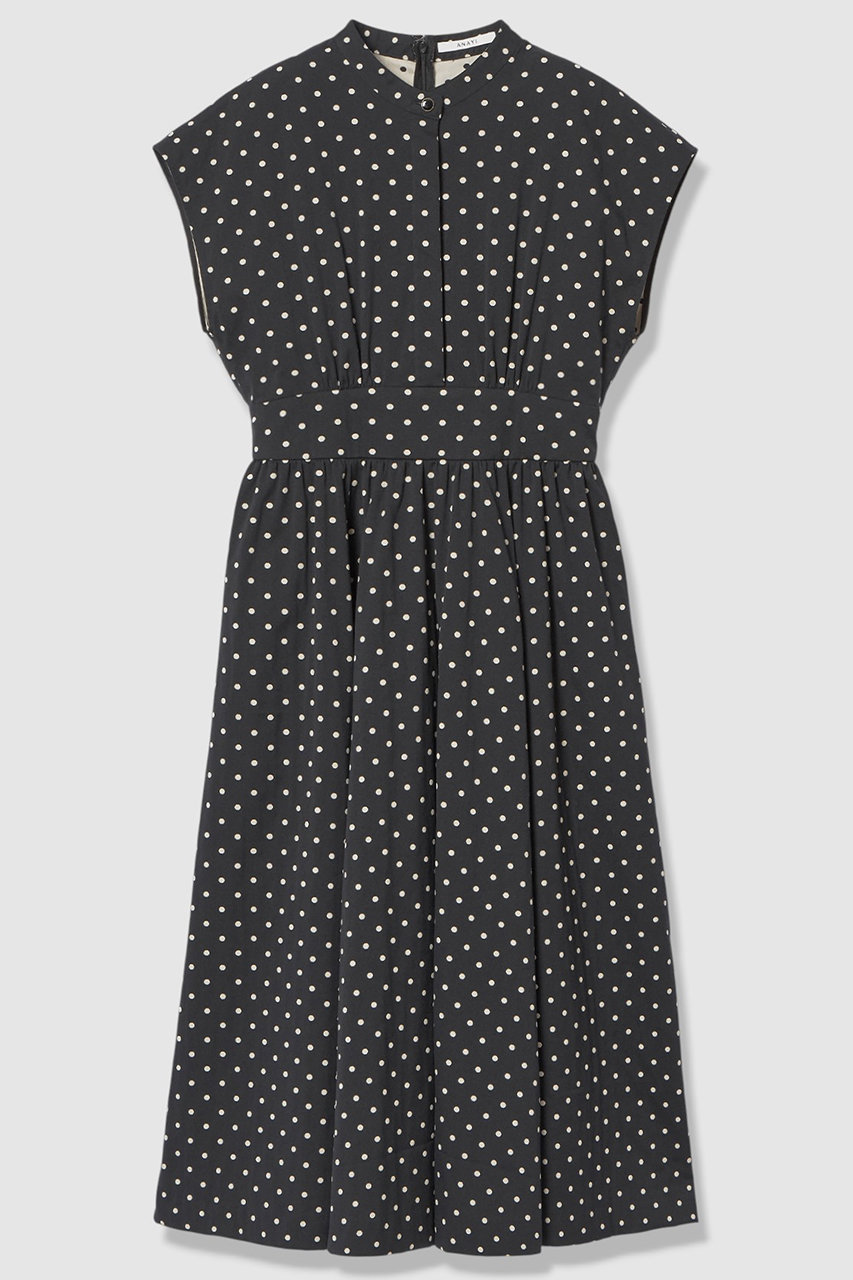 モノトーンドットジャガードフレア ワンピース