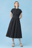 モノトーンドットジャガードフレア ワンピース